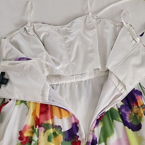 Lauren Ralph Lauren Floral Chiffon Ruched Gown Dress 8 Cocktail Party Maxi Dress - Picture 9 of 10